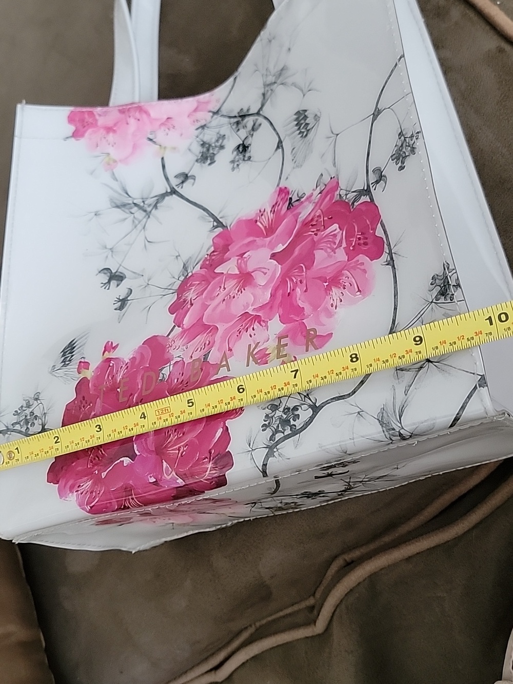 Ted Baker White Tote with Pink Floral Print - Picture 13 of 14